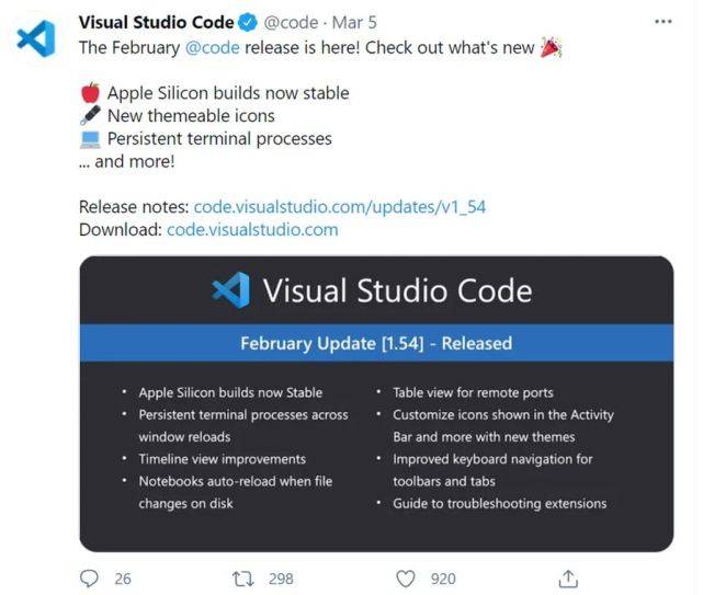 运行|原生支持苹果M1 Mac的VS Code稳定版来了，运行速度提升