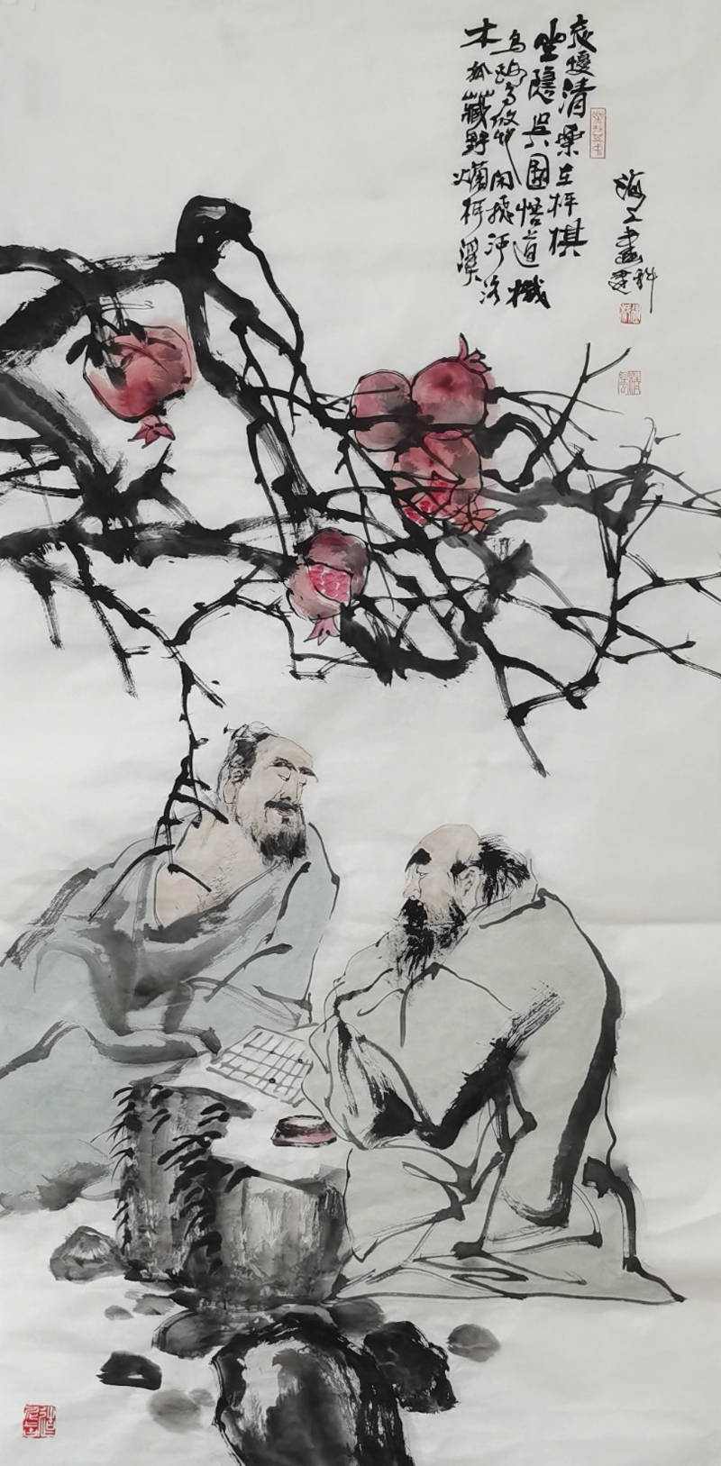 《对弈图》138×69cm《桃花三月》138×69cm《八仙过海》138×69cm