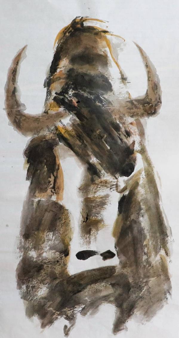 牛福——高民利先生特绘水墨写意雪域神牛作品欣赏《三》