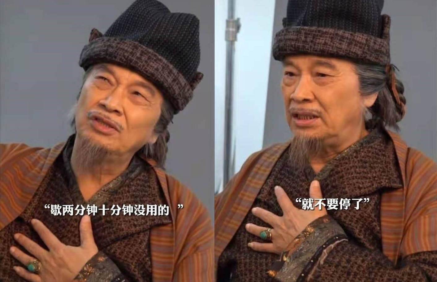 原创68岁吴孟达突感不适,捂着胸口表情痛苦,怕耽误拍摄跟旁人道歉