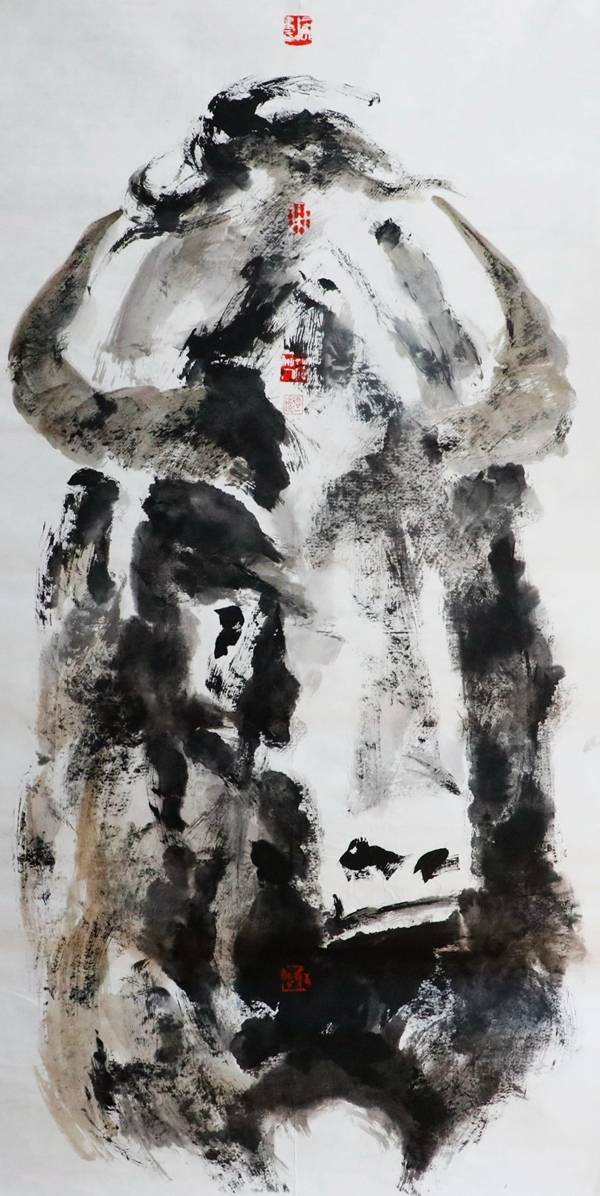 牛福——高民利先生特绘水墨写意雪域神牛作品欣赏《三》