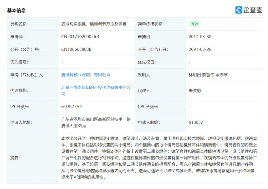 87日報：騰訊關聯公司公開「VR眼鏡」相幹專利；​AWE 2021計劃11月9日回歸 科技 第4張