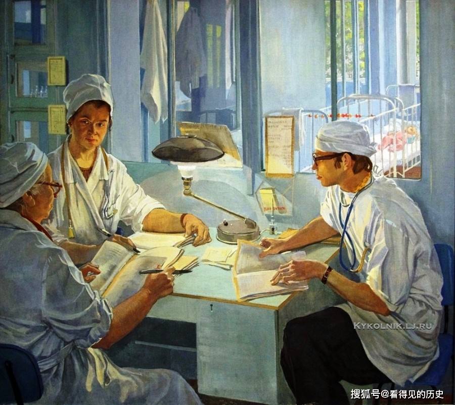 老版宣传画苏联宣传画里的白衣天使