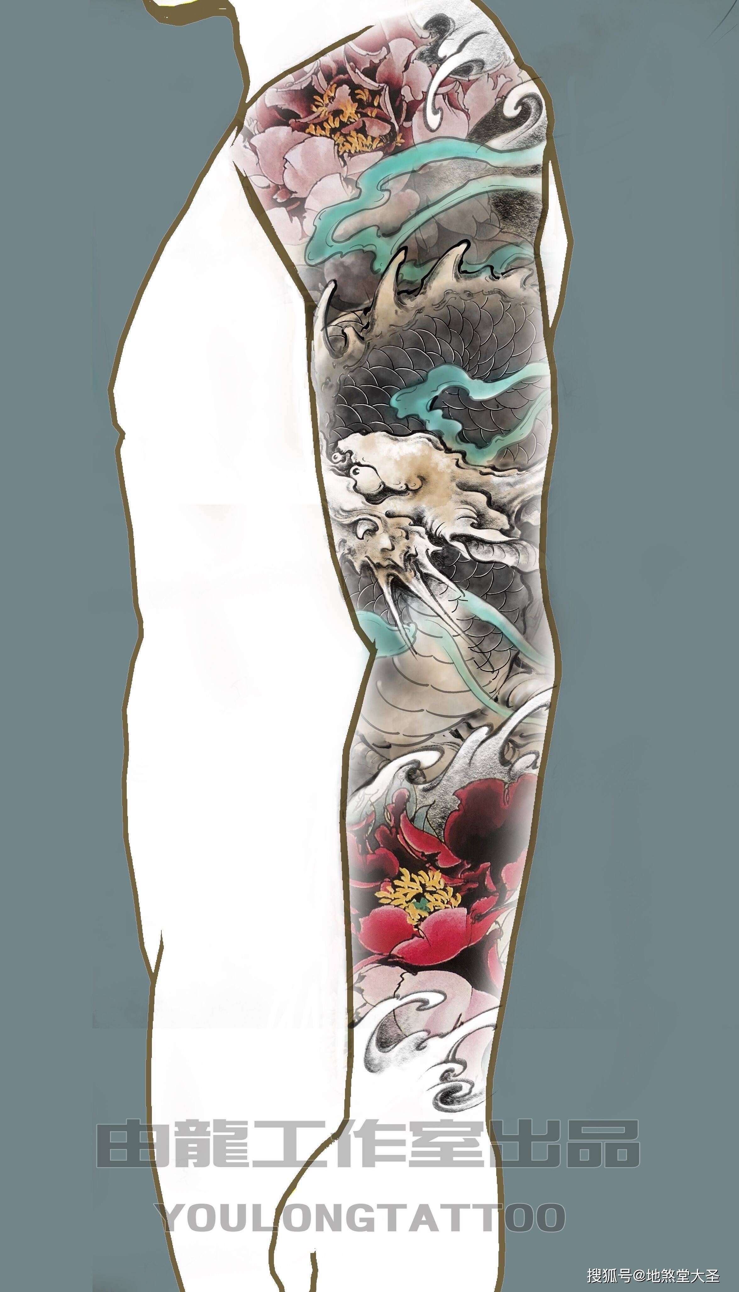 麒麟花臂纹身手稿分享 图案