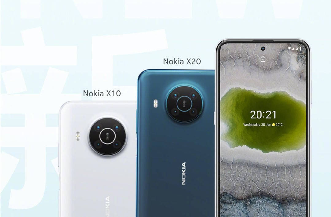 其中诺基亚 x10 和 x20 正面为居中打孔屏,背部圆形摄像头模组设计