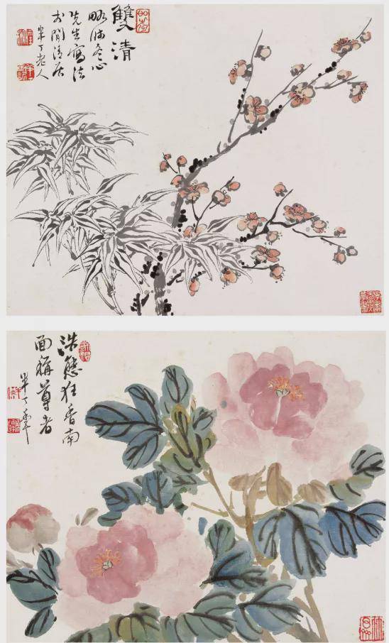 陈半丁花卉小品，干净，雅致！_搜狐网