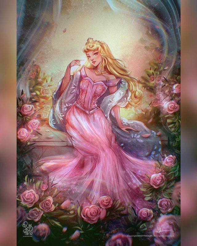 图片[3]-迪士尼公主化身女神，花木兰身穿锦绣华服，美人鱼居然以水做裙-魔性次元