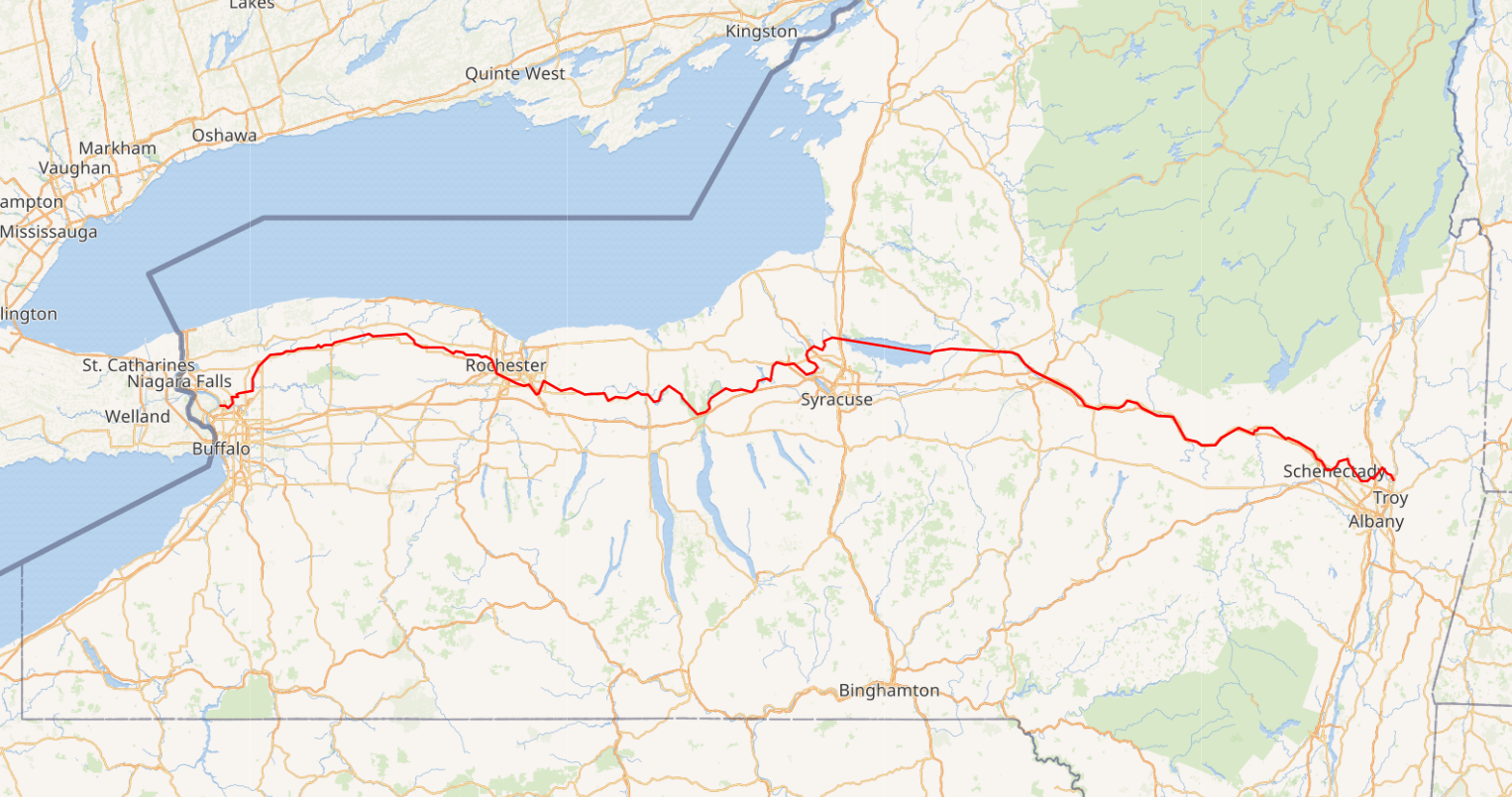 成功运用于航行,美国从此开始了他们的航运时代:1818年挖掘的伊利运河