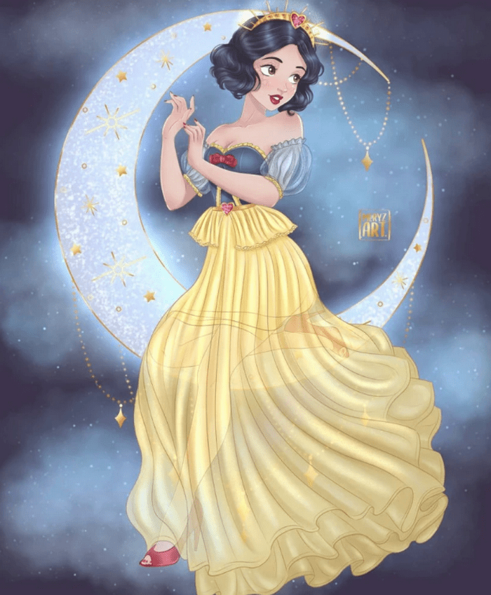 迪士尼公主与月亮同框，艾莎让人惊艳，花木兰像黑夜中的刺客_安娜