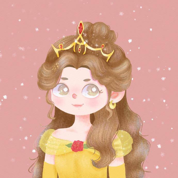 插画风的迪士尼公主，艾莎女王眼里有雪花，花木兰眼里是什么？_白色