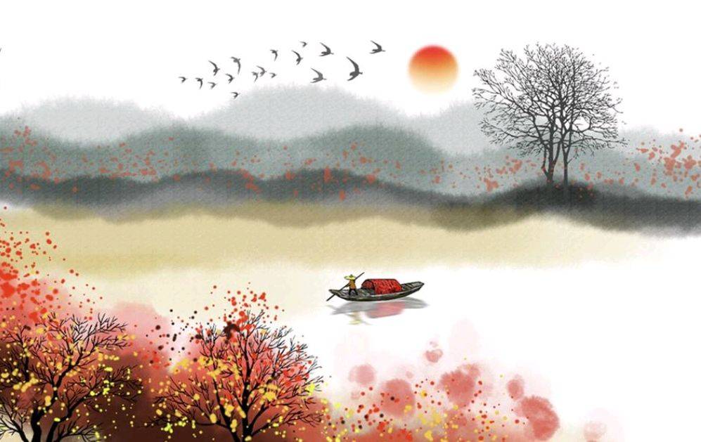 王维一首有名的山水诗 景色壮美 宛如一巨幅山水画 汉江