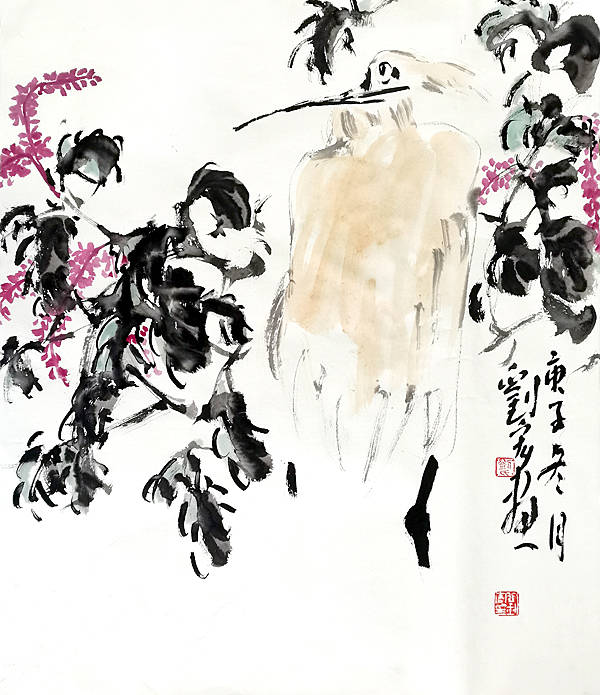 与花传神当代著名大写意花鸟画家刘宏作品欣赏