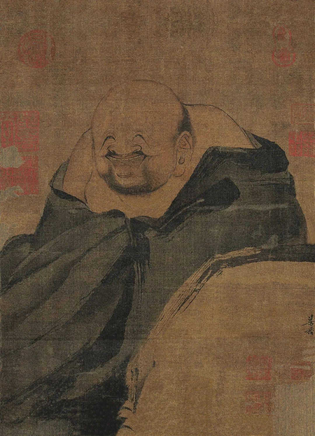 水墨画 布袋和尚 明陳洪綬布袋和尚像軸- 故宮