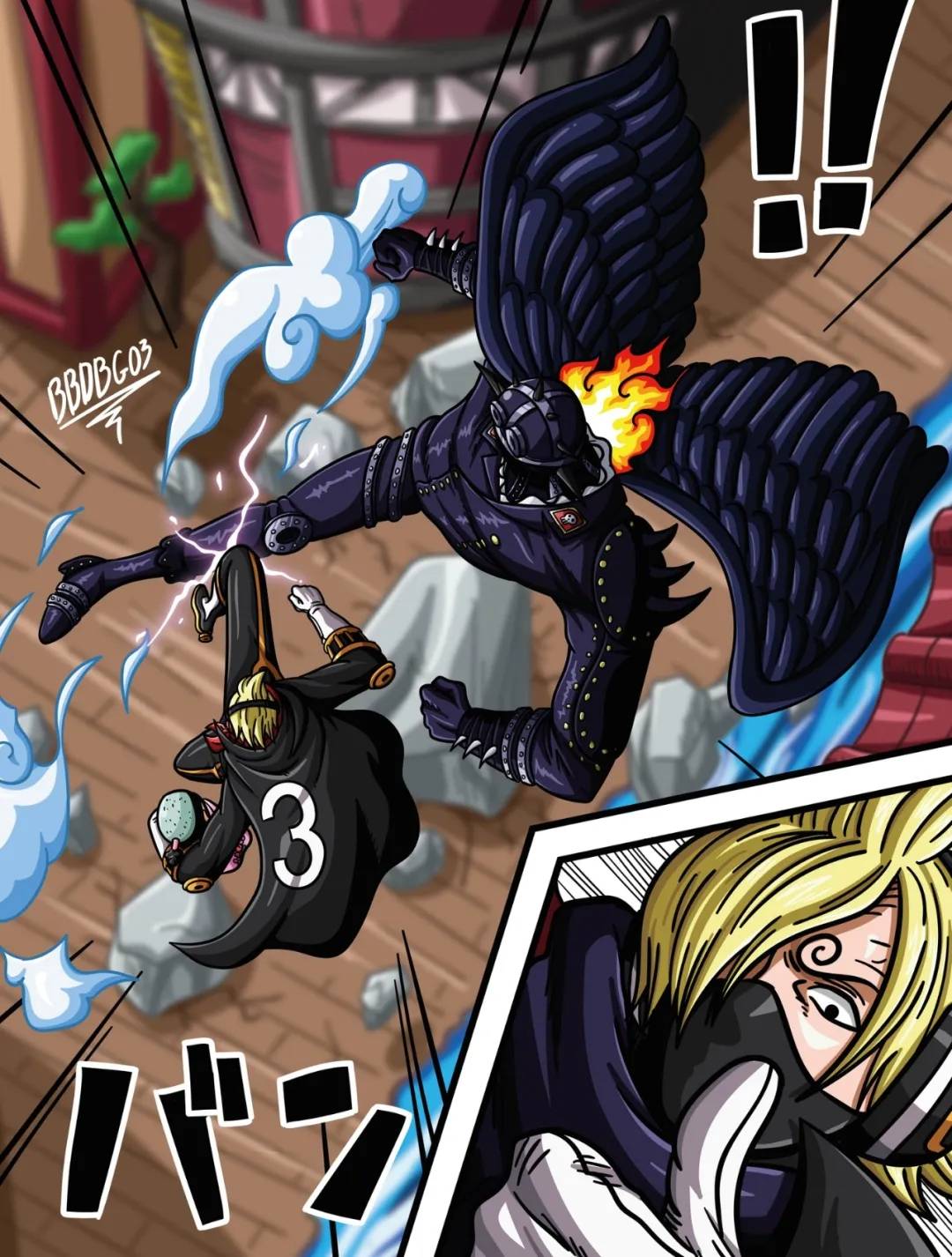 海贼王1013话情报烬的人兽形态出现马尔科战败山治vs烬