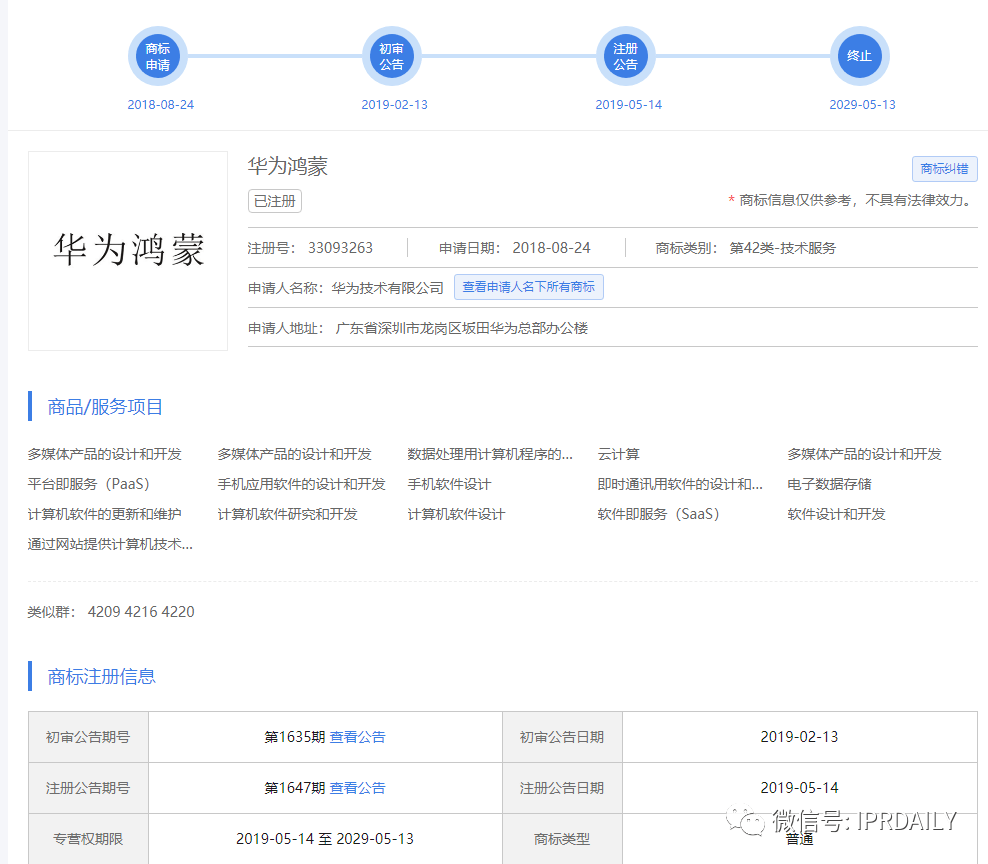 華為鴻蒙商標一審被駁?其實是以點帶面_註冊