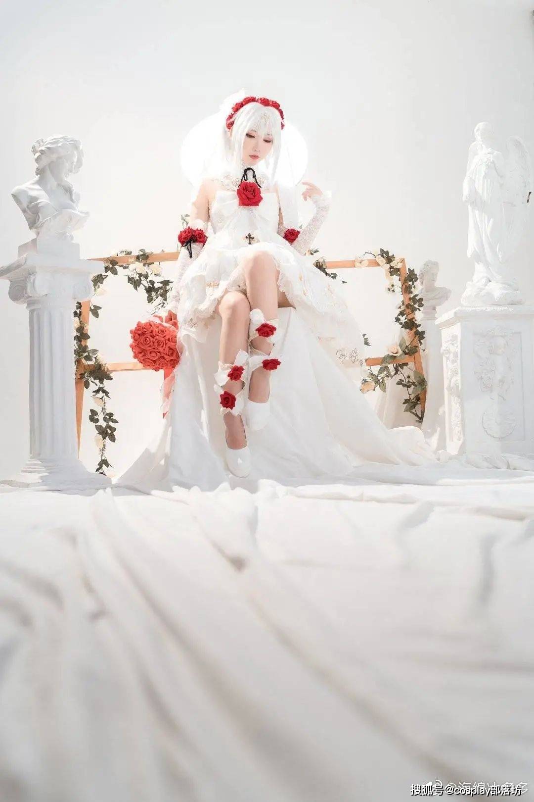 cos崩坏3花嫁德莉莎cos正片面饼仙儿