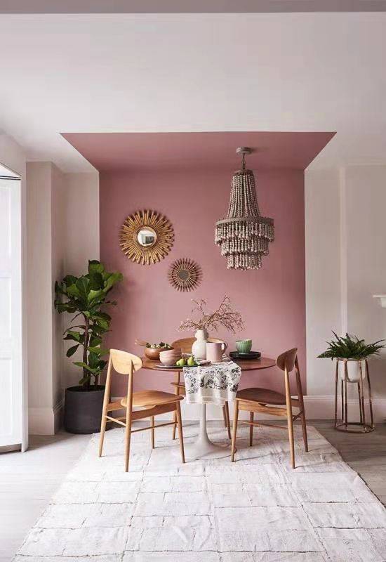 蔷薇色墙漆是粉色调,女生的年龄越大就越割舍不掉粉色的诱
