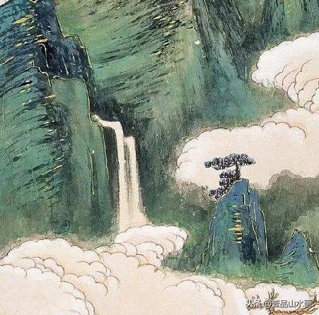 水墨画　掛軸　策杖倚天風 謝光力画　中国　絵画　山水　張大千大風堂　カラー 张大千《闲吟策杖倚天》鉴赏_搜狐网