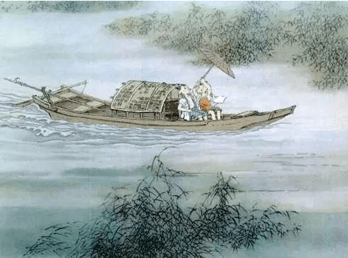 怪生无雨都张伞,不是遮头是使风.一叶渔船两小童,收篙停棹坐船中.