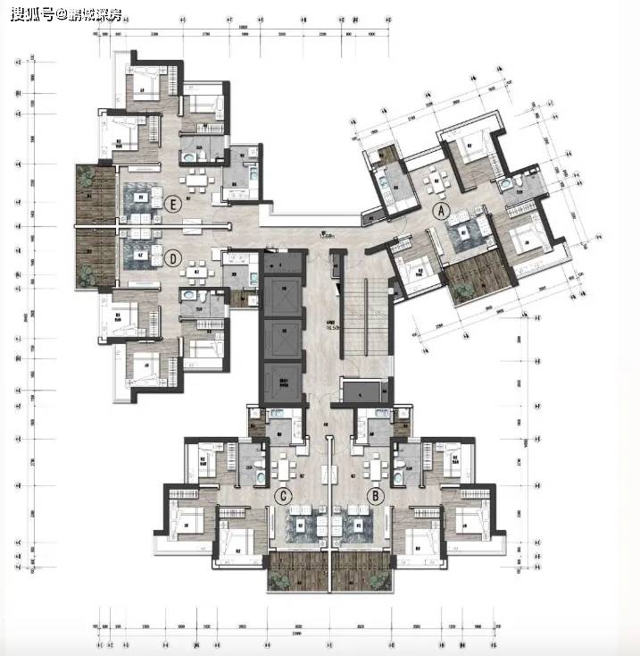均为三梯三户,分别是160平的四房以及143平的四房,160平户型南北通透