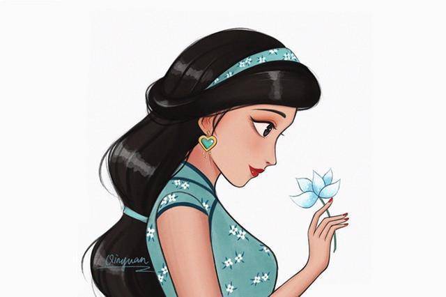 图片[8]-旗袍版的迪士尼公主都好可爱啊，特别是木兰这个表情，太俏皮了-金错刀_词牌名