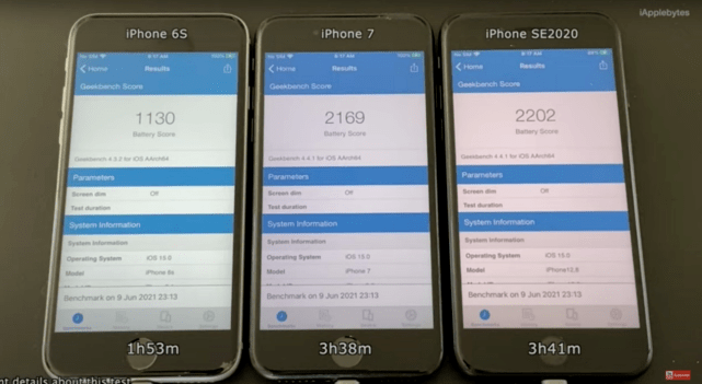 电池|实测三款旧 iPhone 更新至 iOS 15 的续航表现