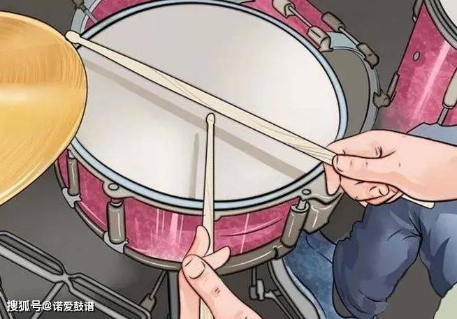 在架子鼓上实践之前手打的节拍.