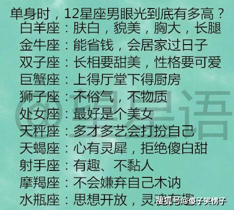 單身時,12星座男眼光到底有多高?絕對不能同居的12星座配對組合