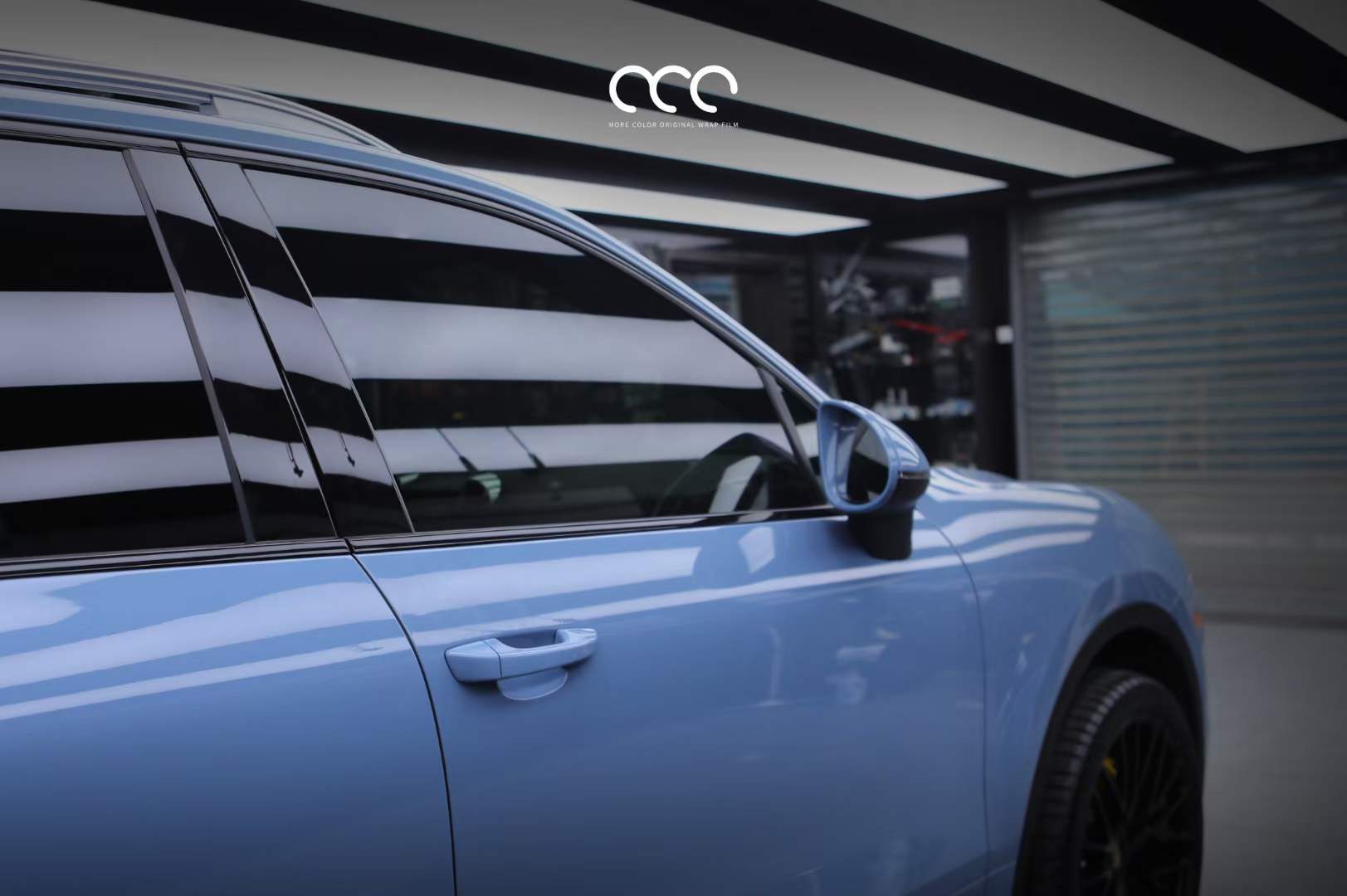 低调的优雅 —保时捷卡宴全车贴膜漫彩改色膜瓷器蓝