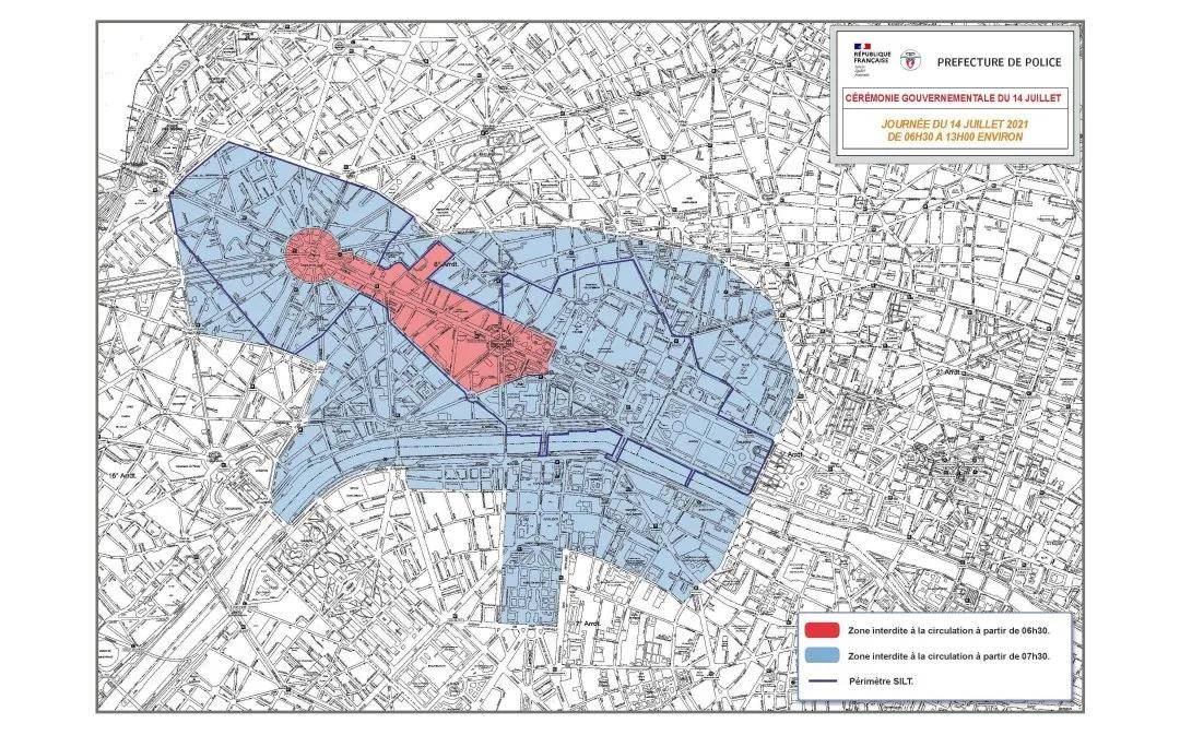 30开始交通管制,蓝色区域早上7:30开始交通管制在香榭丽舍大街,餐厅不