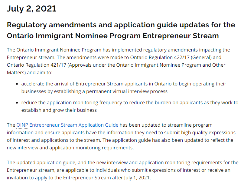 加拿大安省创业移民政策更新简化流程减轻申请人负担
