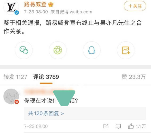 暫停變終止，LouisVitton不和吳亦凡合作了，理由就一個，網友吵翻天 娛樂 第3張