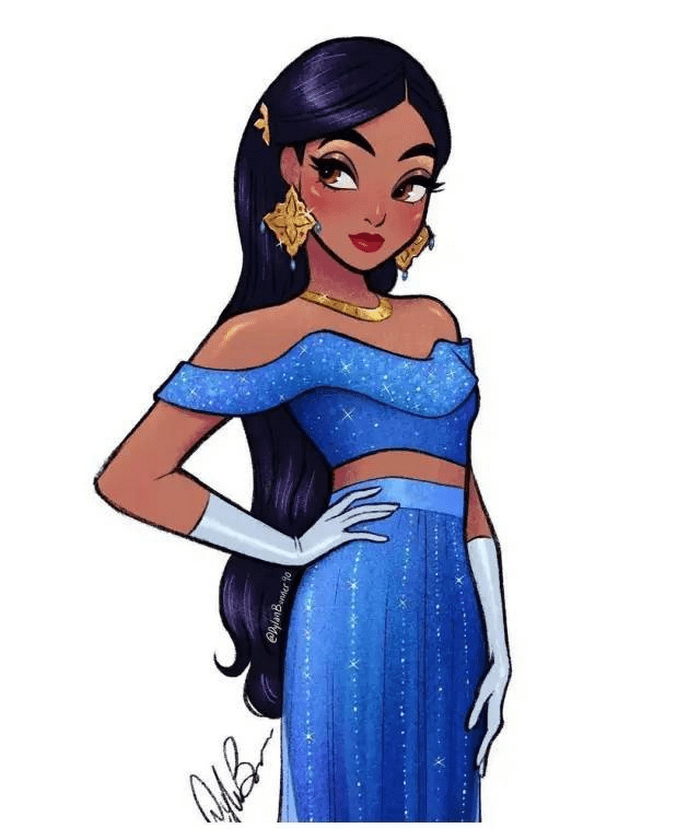 当迪士尼公主穿上晚礼服爱丽儿异常闪耀乐佩有点拘谨