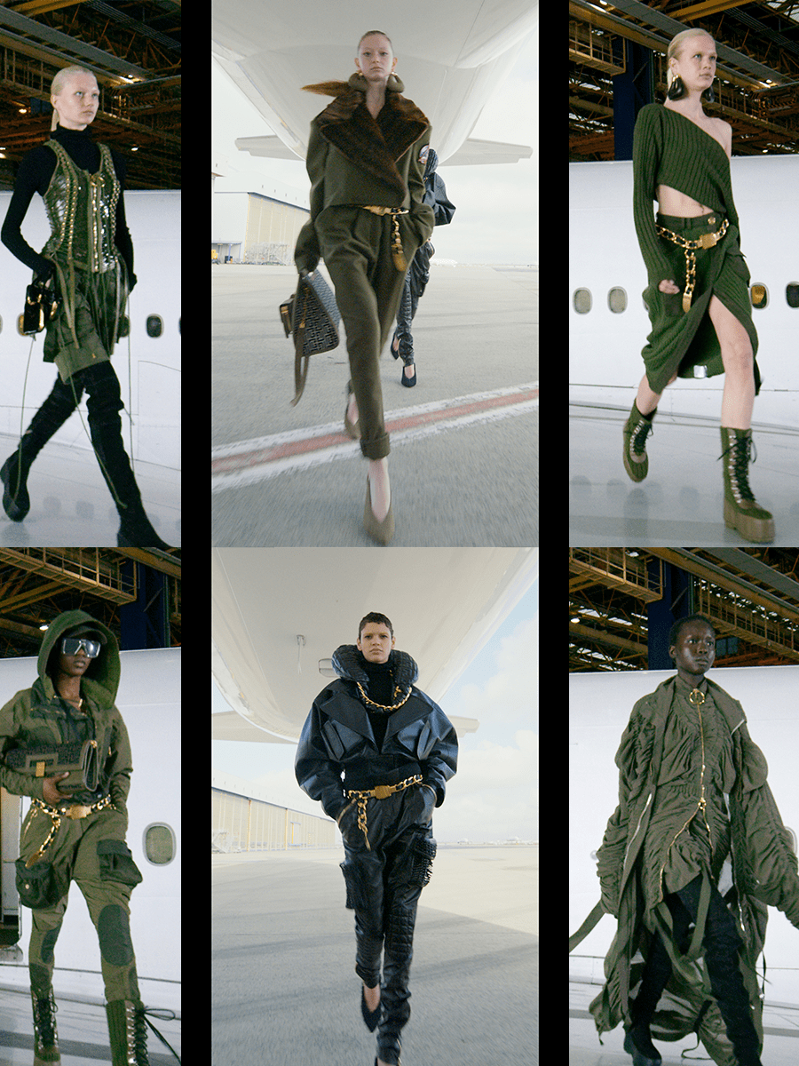 航空|Balmain 2021秋冬系列，亮黄色、银色等颜色，带着航空味道的时尚