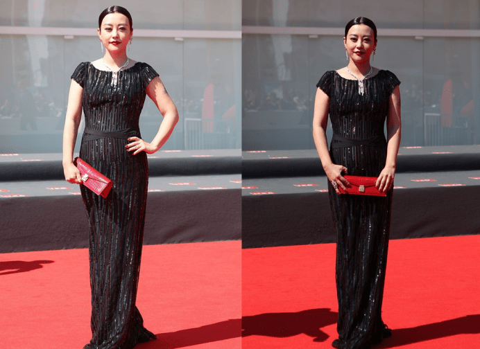 郝蕾|郝蕾身材有知性感,大敞领礼服秀多肉曲线,比一般中年女人强不少