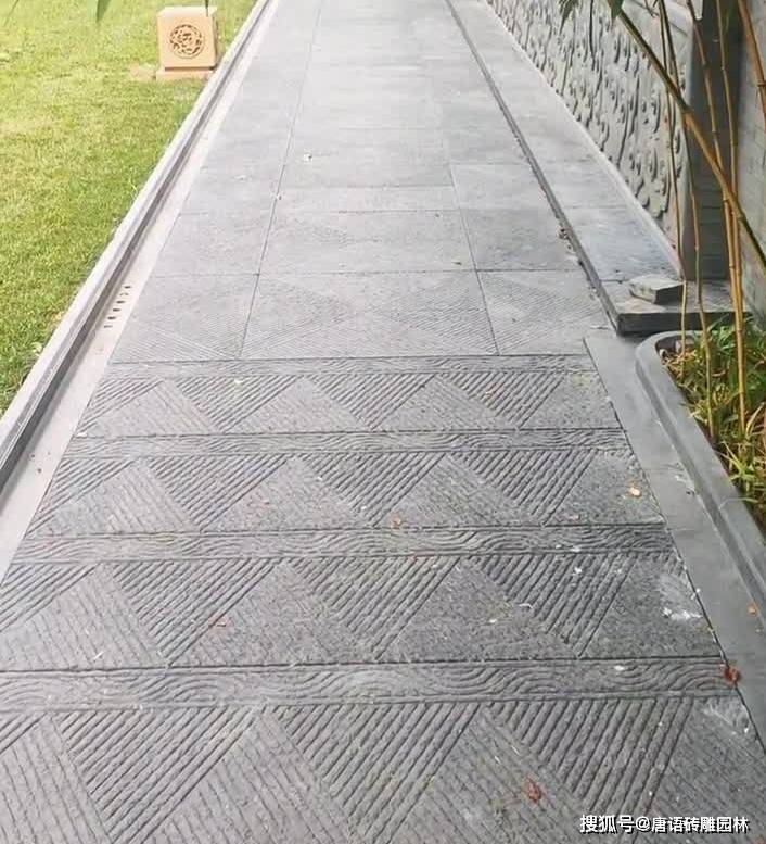 新中式书房装修文化砖缎纹青石地雕铺装效果怎样