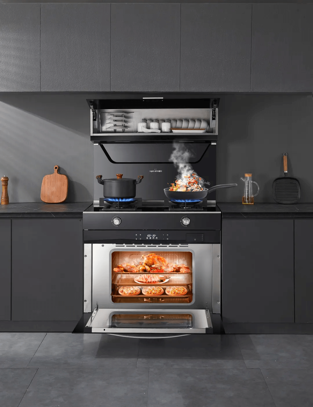 小松鼠7合1集成灶全新上市原来厨房空间可以这么节省