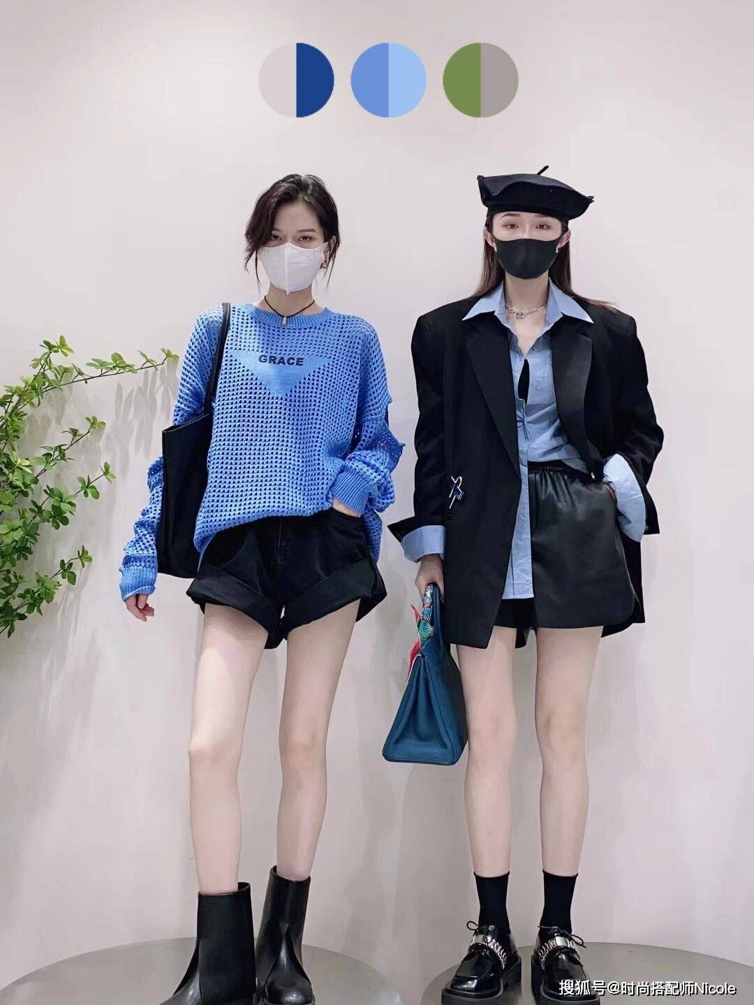 颜色|这对闺蜜的“色彩搭配”也太飒了吧！显白又显瘦，每一套都好美