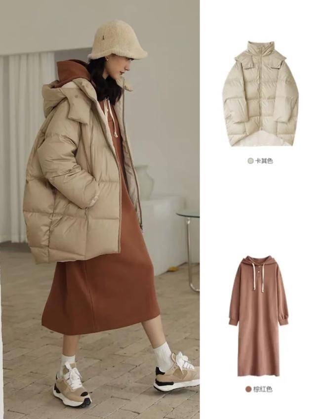 整体|羽绒服+连衣裙不要太少女！穿搭小白也能穿出时尚感！