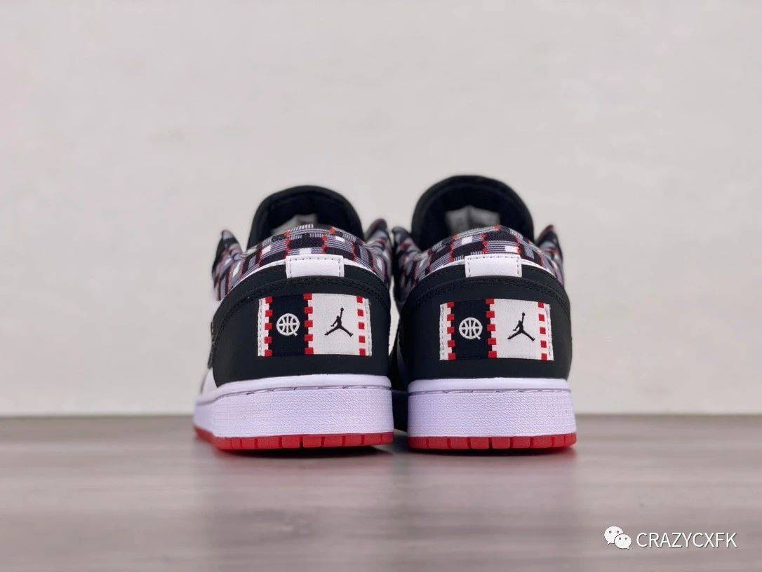 鞋跟|乔丹 Air Jordan 1 Low Quai 54 黑白红熊猫低帮运动鞋