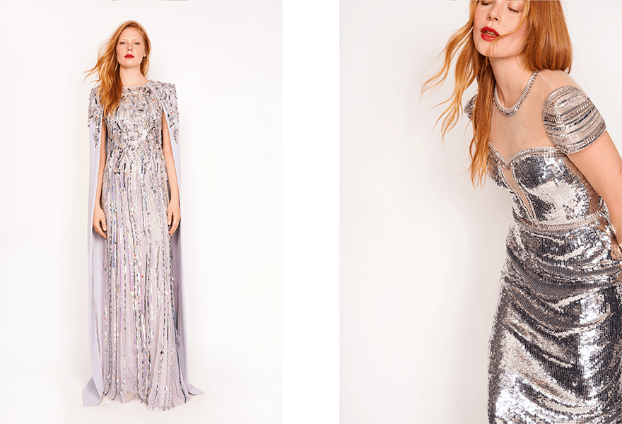 羽毛|Jenny Packham 2021秋冬系列，金属亮片光芒四射，羽毛流苏浪漫飘逸