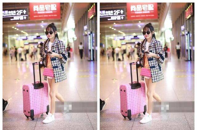 颜色|张嘉倪真会穿,拼接外套搭配短裤少女感爆棚,完全看不出是两娃的妈!