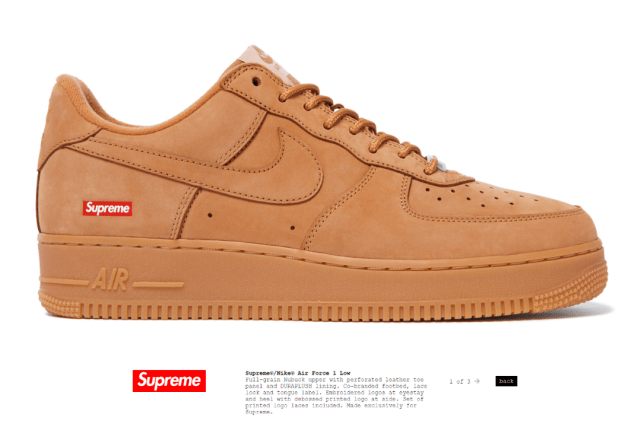 官网|神仙打架？Supreme x 耐克AF1联名＂小麦色＂无码流出，确认发售！