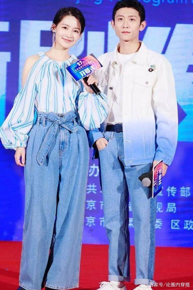 柱子|李沁身材又出圈了，穿宽松牛仔长裤像柱子，也难掩大长腿的优势
