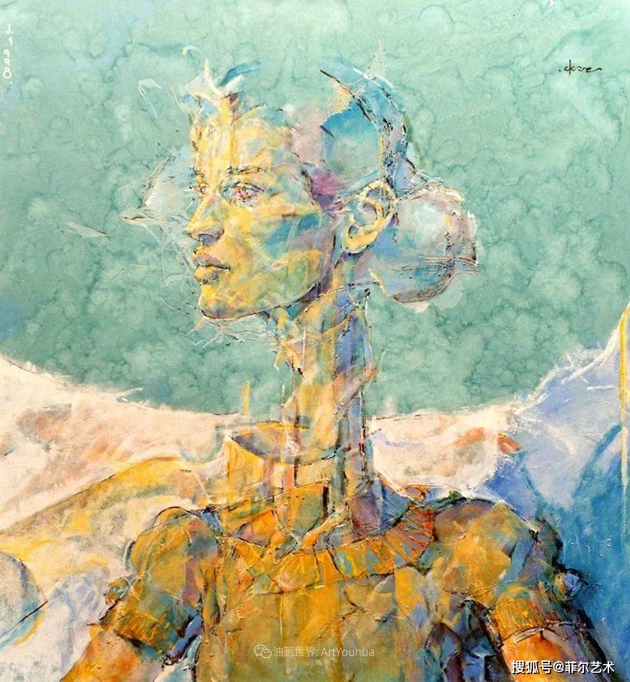 法国画家法比恩克莱斯风格独特的抽象油画作品欣赏