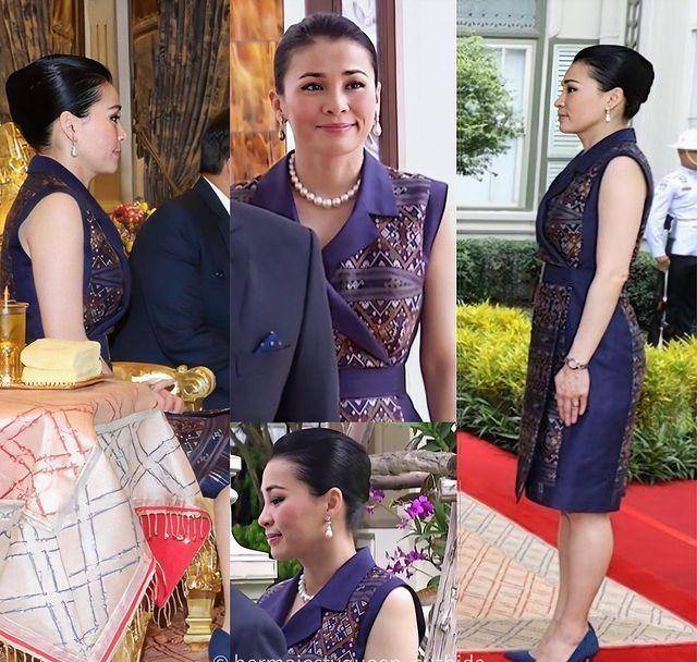 光泽感|苏提达发紫藤花海报好仙,优雅端庄女神范儿,戴珍珠项链增添贵气