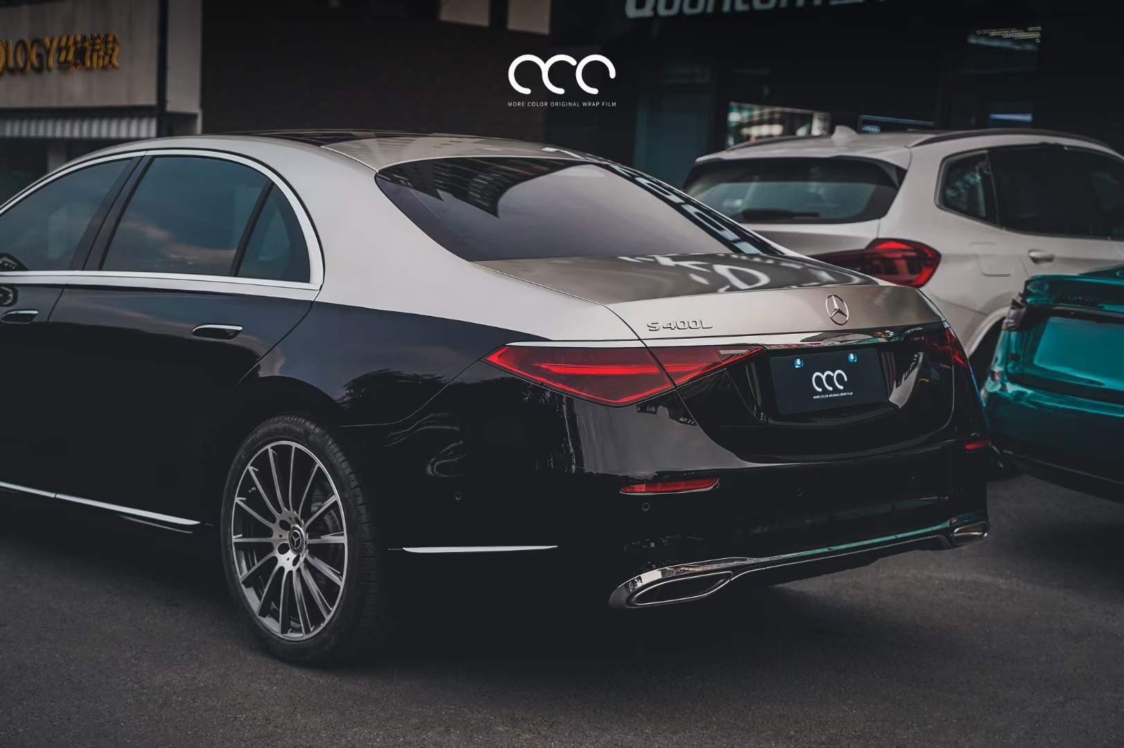 奔驰s迈巴赫全车贴膜漫彩改色膜香槟金