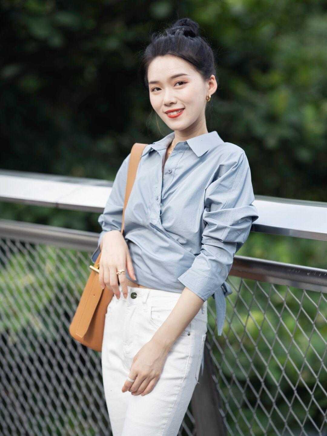 女生|不要低估155cm的女生，泡泡袖上衣配高腰裤，用日常穿搭偷偷长高