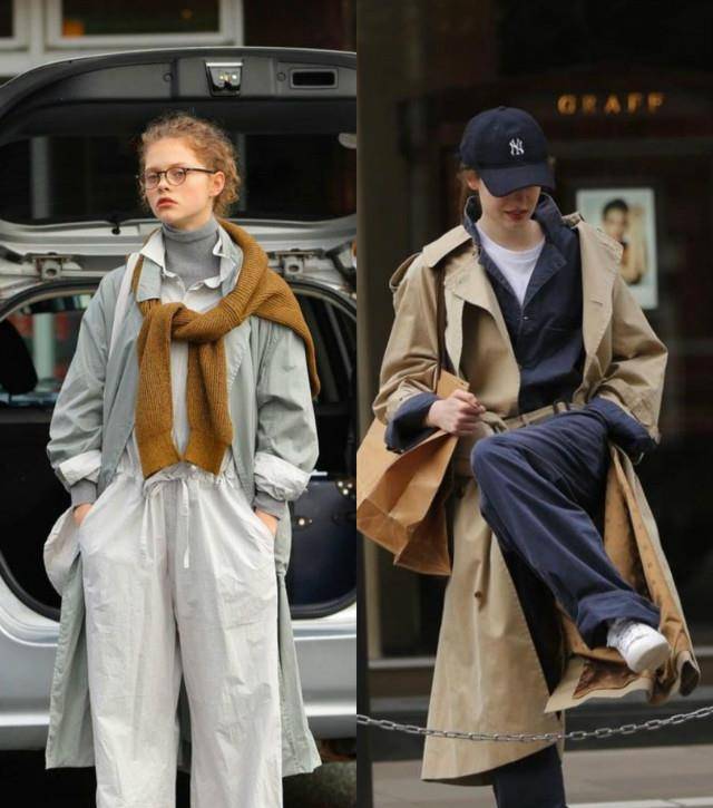 细节|研究了所有的裤子之后，我发现“风衣”还是最配阔腿裤，高级显瘦