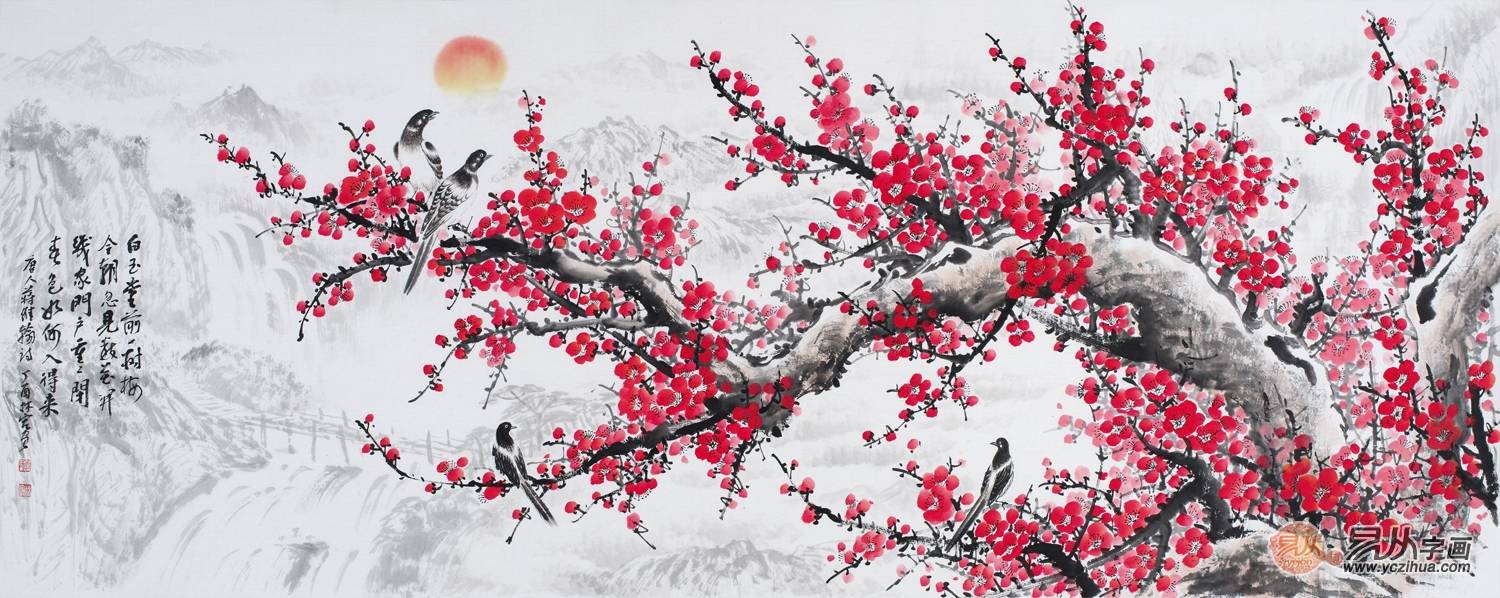 名家字画赏析——展现家居主人高洁的志趣和情操_梅花图